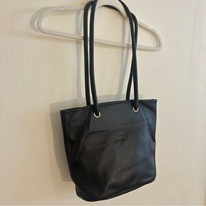Vintage Longchamp Black Leather Tote Bag
